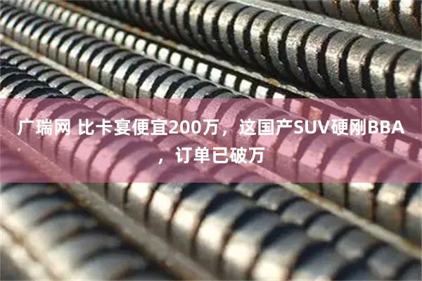 广瑞网 比卡宴便宜200万，这国产SUV硬刚BBA，订单已破万